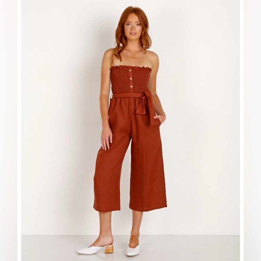 Faithfull the Brand Lais Linen Jumpsuit Size 4